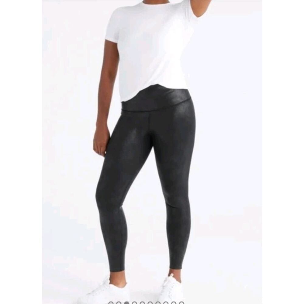 Knix High Rise Contour Waist Faux Leather Black Leggings Womens Large